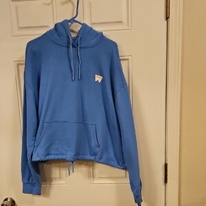 Wrangler Women's Blue Hoodie Lightweight Cropped  Sweatershirt Size XL